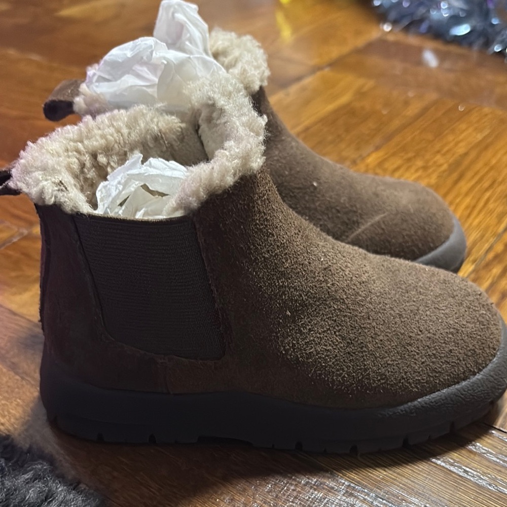 Brown Suede Fur-Lined Ankle Boots